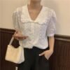 vintage style blouse with puff sleeves
