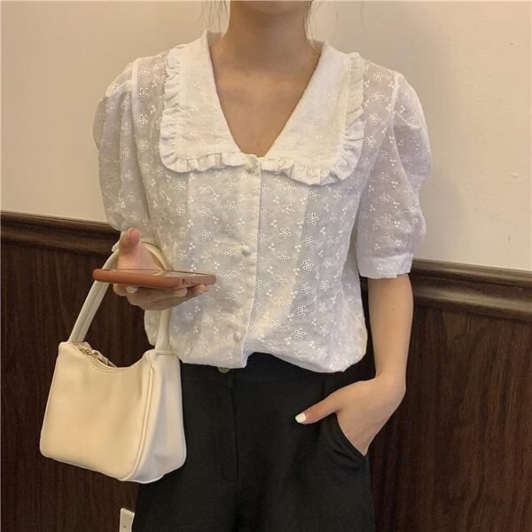 vintage style blouse with puff sleeves