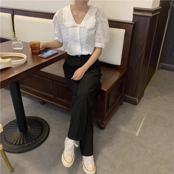 vintage style blouse with puff sleeves