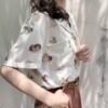 collared blouse with short sleeves and angel print