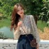 longsleeve blouse with floral print