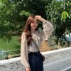 longsleeve blouse with floral print