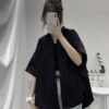 oversized button down shirt with wide half sleeves