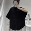 oversized button down shirt with wide half sleeves