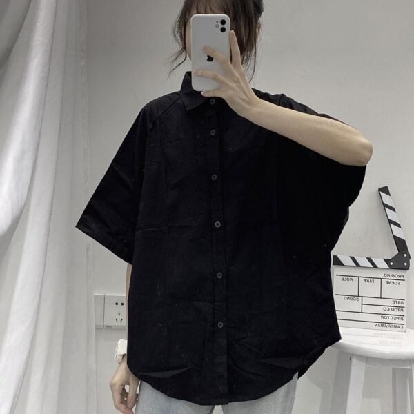oversized button down shirt with wide half sleeves