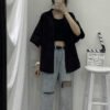 oversized button down shirt with wide half sleeves