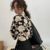 button down blouse with paper rose print