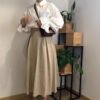 button down blouse with flared sleeves and turn down collar