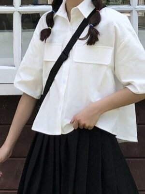button down shirt with half sleeves