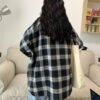 plaid button down shirt with pocket
