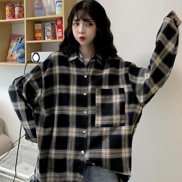 plaid button down shirt with pocket
