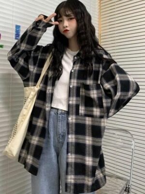 plaid button down shirt with pocket