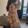 see through button down blouse with floral print (s to 4xl!)