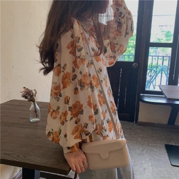 see through button down blouse with floral print (s to 4xl!)