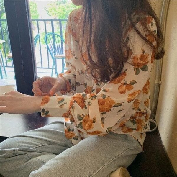 see through button down blouse with floral print (s to 4xl!)