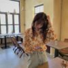 see through button down blouse with floral print (s to 4xl!)