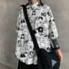 collared shirt with comic print