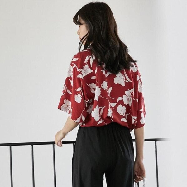 shortsleeved button down shirt with floral print