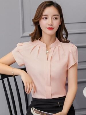 shortsleeved blouse with v neck