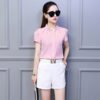 shortsleeved blouse with v neck