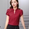 shortsleeved blouse with v neck