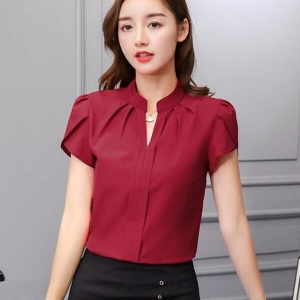 shortsleeved blouse with v neck