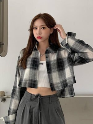 cropped button down shirt