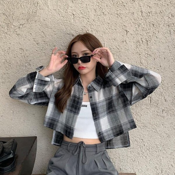 cropped button down shirt