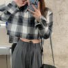 cropped button down shirt
