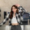 cropped button down shirt