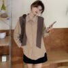 2 in 1 blouse with faux scarf