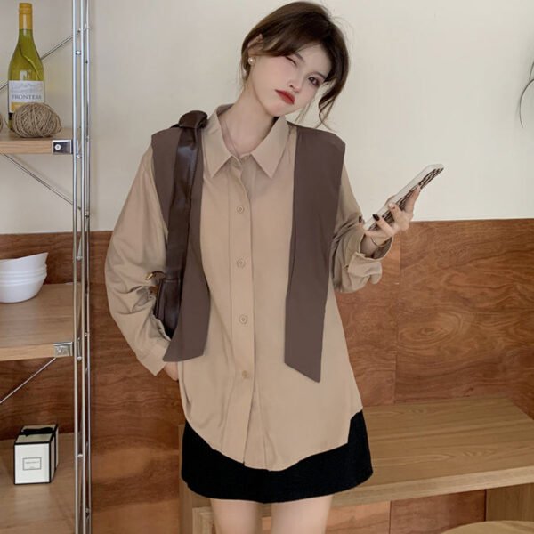 2 in 1 blouse with faux scarf
