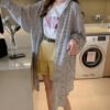 long button down blouse with plaid pattern (s 4xl!)